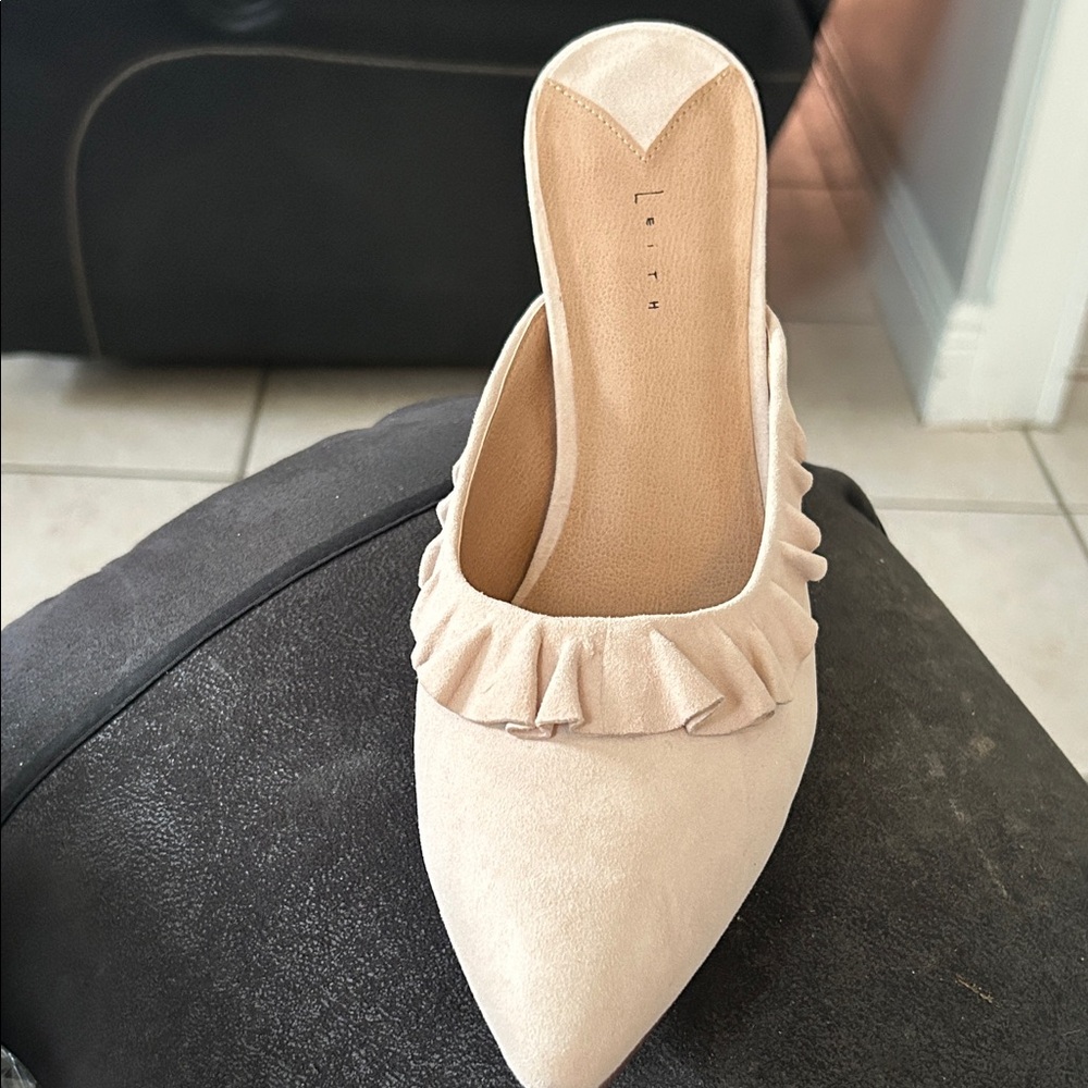 Leith Cream Ruffle Mules